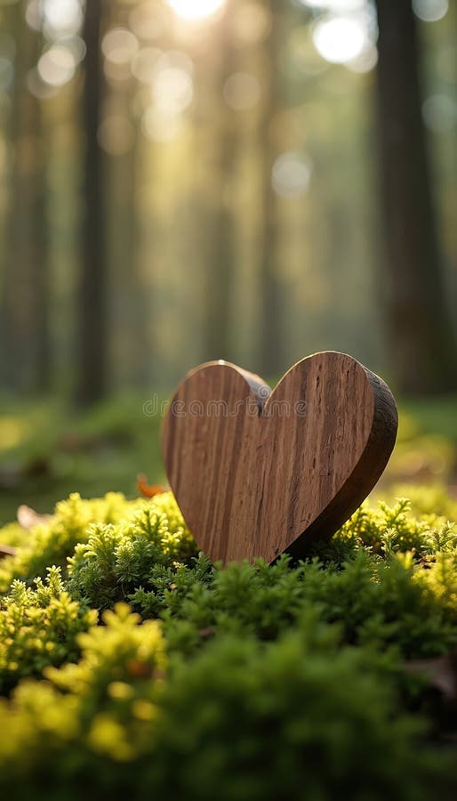 wooden-heart-moss-forest-symbol-love-nature-romantic-tranquil-scene-background-soft-light-concept-valentine-day-385727224